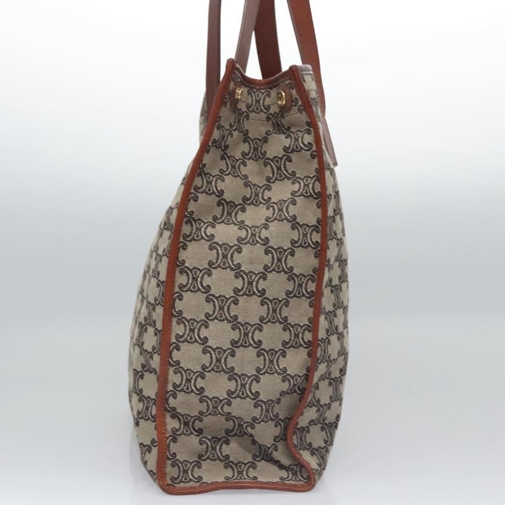 CELINE Paris Macadam Canvas Tote Bag Beige Brown gold Auth bs23078 - Picture 4 of 16